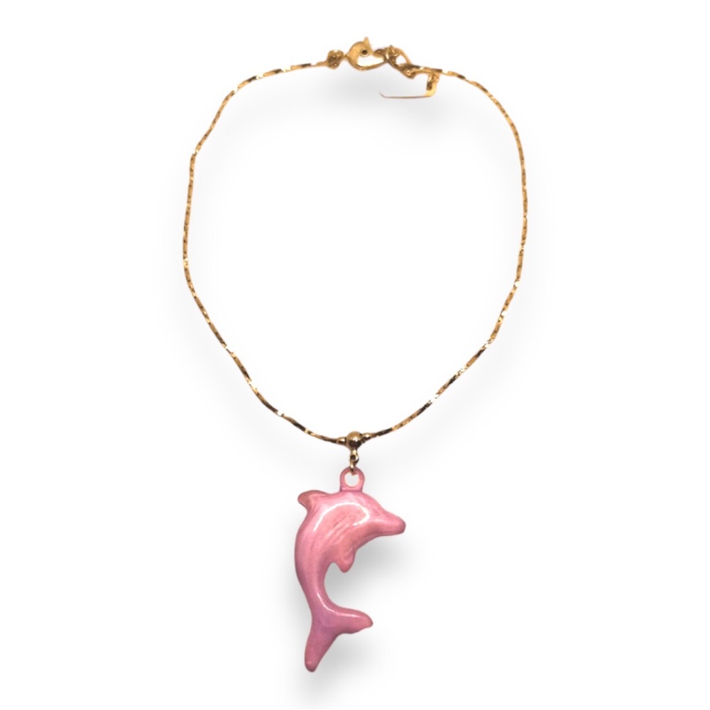 Silver and lucite dolphin anklet